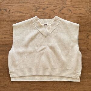 NWOT Free People Cream Ribbed Knit Top